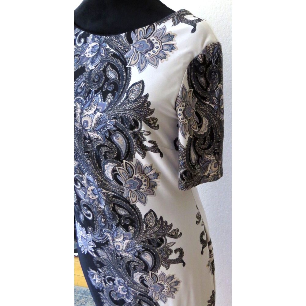 Nicole Miller Studio Paisley Print Column Midi Dress Size 8 EUC - Picture 6 of 10